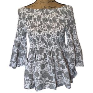 IVANKA TRUMP BLACK & WHITE FLORAL TOP